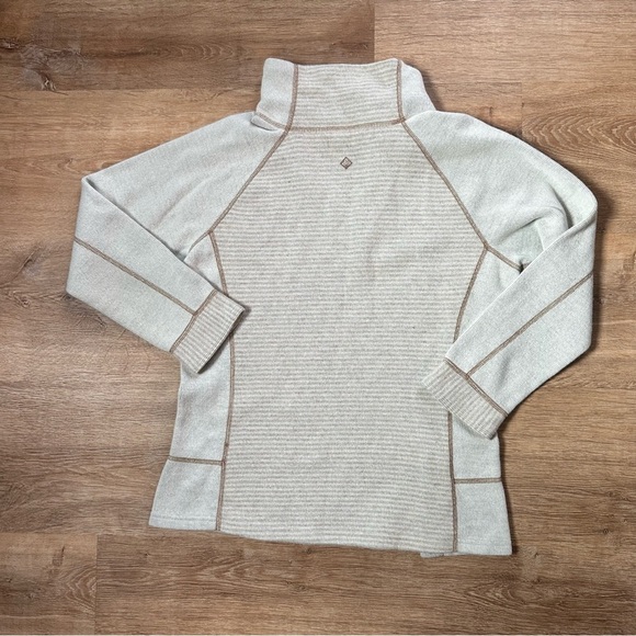 Prana Wool Blend Lucia Funnel Mock Neck Pullover Sweater Cream Size Medium - Picture 3 of 8